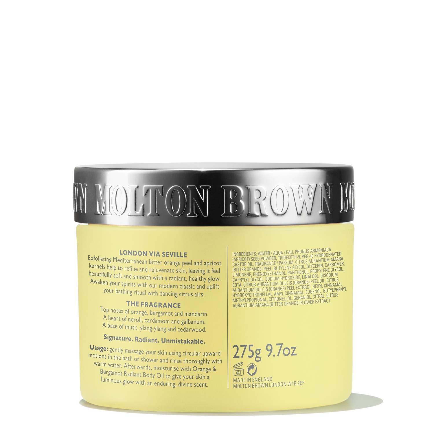 Molton Brown Orange & Bergamot Scrub Corpo Esfoliante 275 g - Ammorbidisce e Rinfresca la Pelle con Aromi di Agrumi