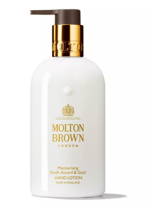 Molton Brown Mesmerising Oudh Accord & Gold Lozione Mani 300 ml - Idratante e Nutriente con Note di Oudh, Elemi e Miele