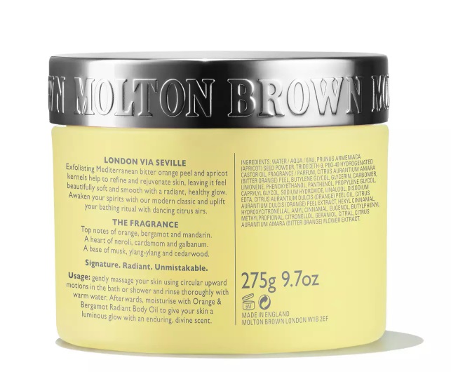 Molton Brown Orange & Bergamot Esfoliante Corpo Illuminante 275 g - Scrub Levigante con Aromi di Agrumi e Olio di Neroli