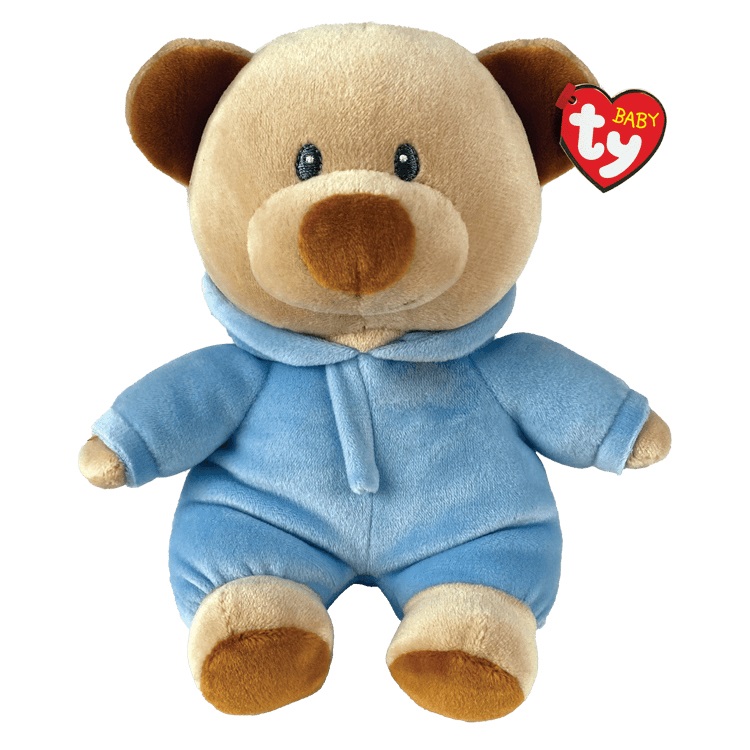 Ty - Peluche Baby Orsacchiotto con Pigiamino Azzurro, Morbido Pupazzo Vellutato per Neonati, 28 cm