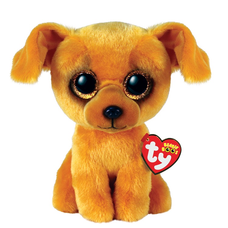 Ty Beanie Boos Zuzu - Peluche Cane Marrone Chiaro con Occhioni Glitterati - 15 Cm