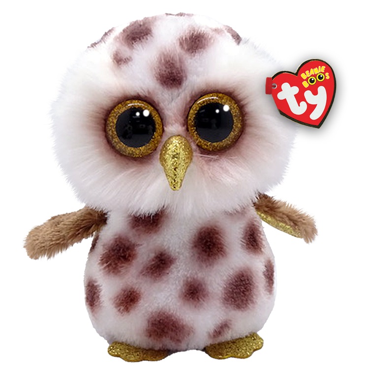 TY Beanie Boos Whoolie il Gufetto - Peluche 15 cm con Occhi Dorati Grandi e Glitter