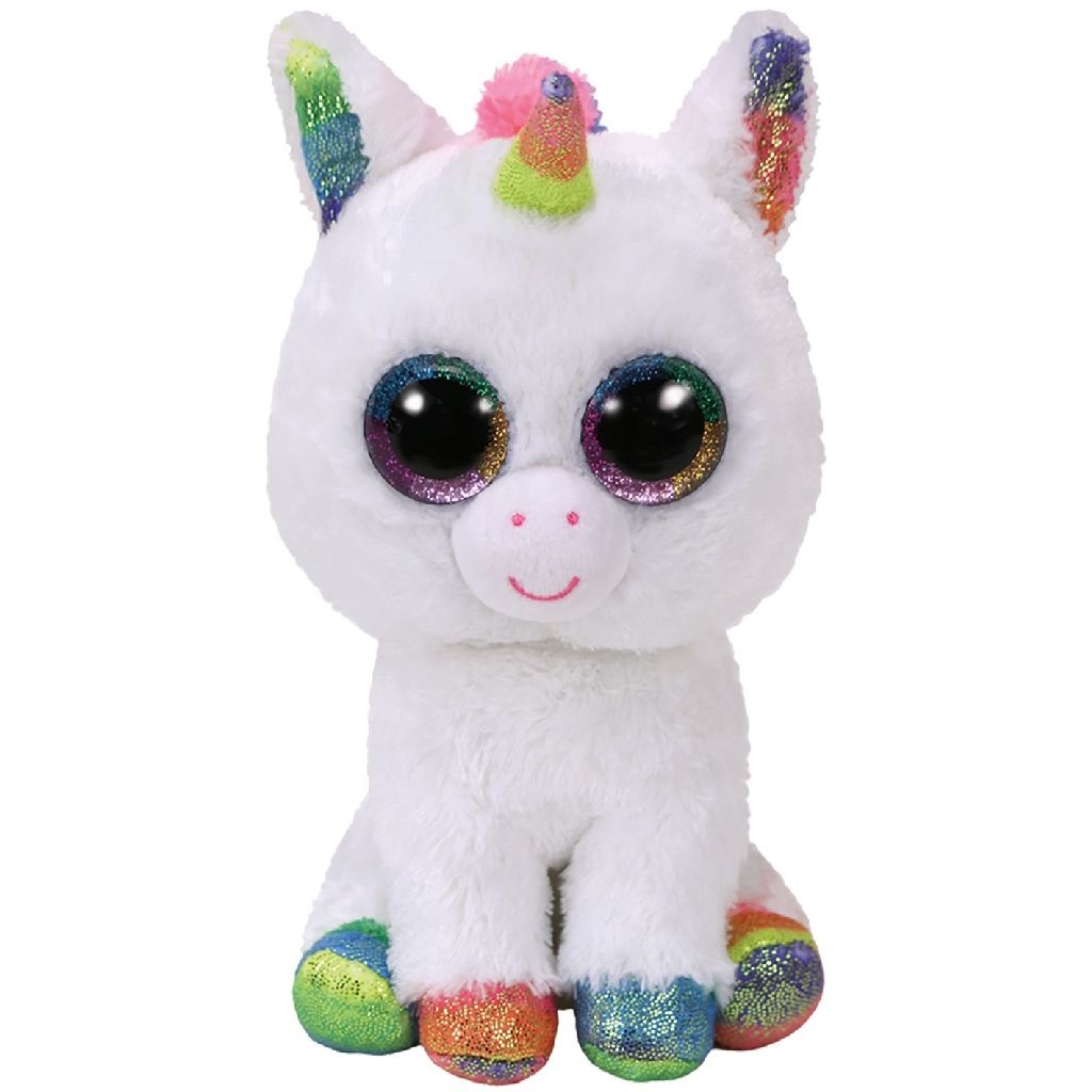 TY Beanie Boos Pixy Unicorno Arcobaleno 15cm - Peluche con Occhi Grandi e Corno Glitterato