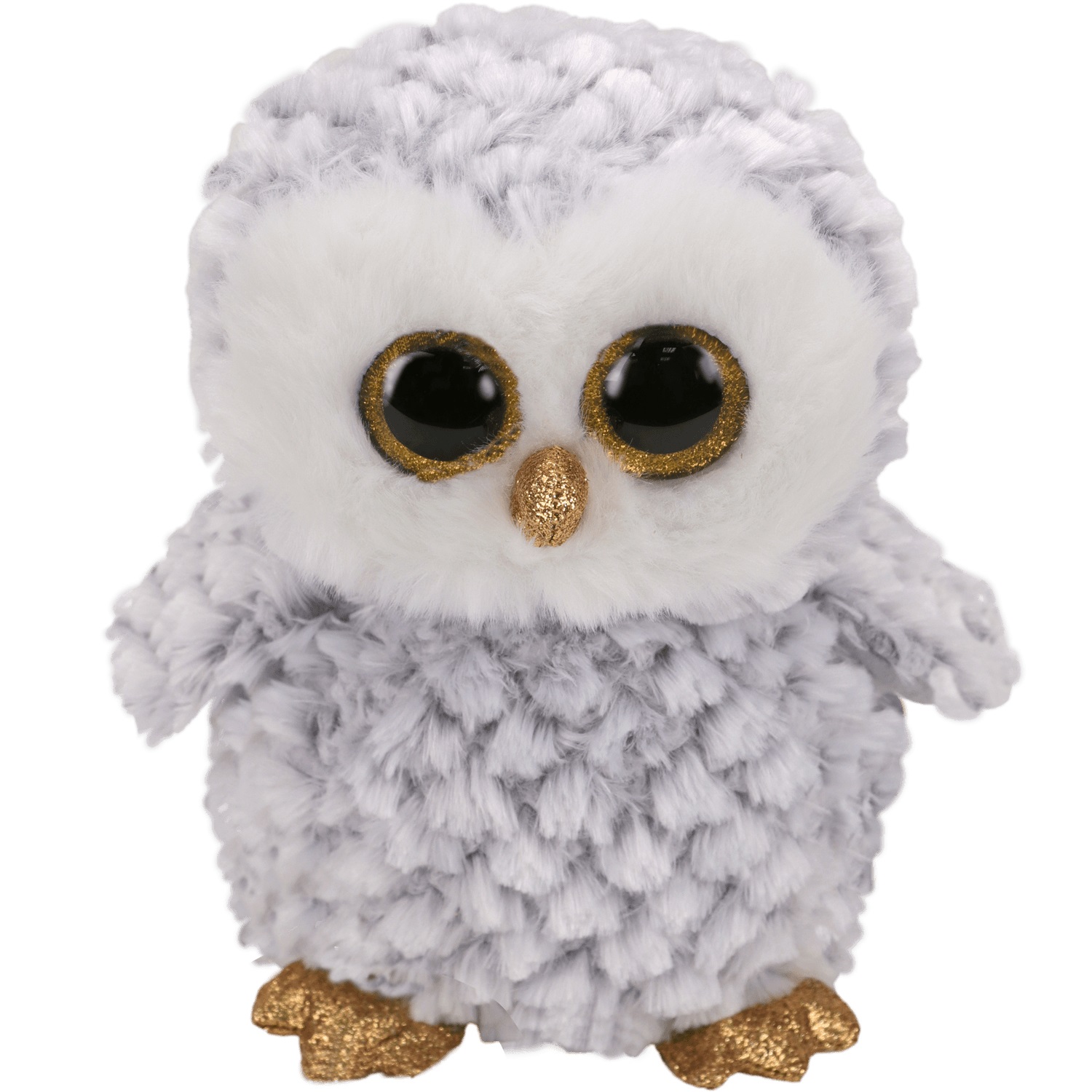 TY Peluche Beanie Boos Owlette Gufo 28 cm - Morbido con Becco Dorato Glitter e Occhi Grandi Scintillanti