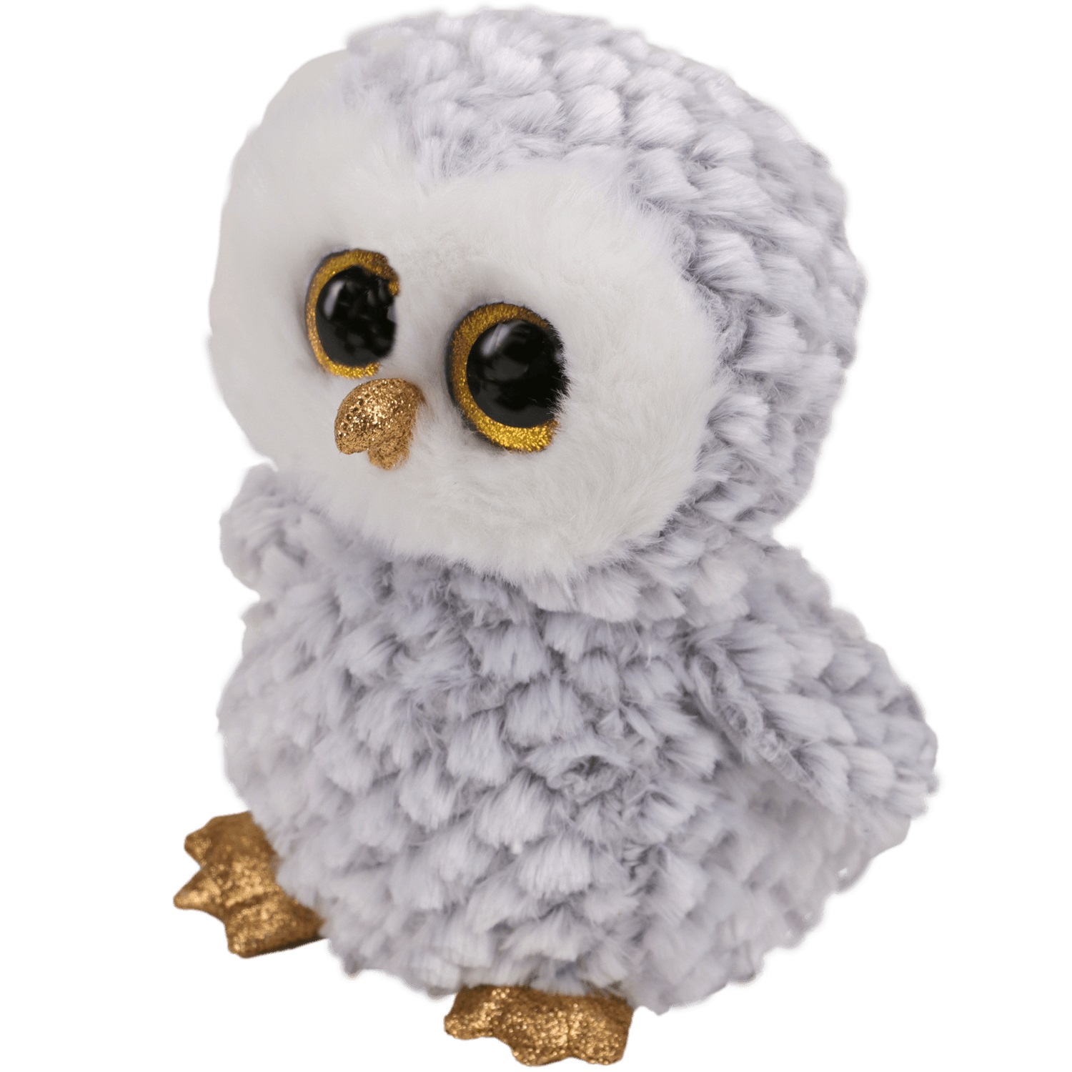 TY Peluche Beanie Boos Owlette Gufo 28 cm - Morbido con Becco Dorato Glitter e Occhi Grandi Scintillanti