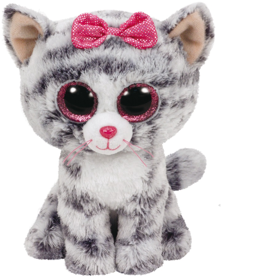 Ty Kiki Peluche Gattina 15 cm con Occhi Rosa Scintillanti - Beanie Boos