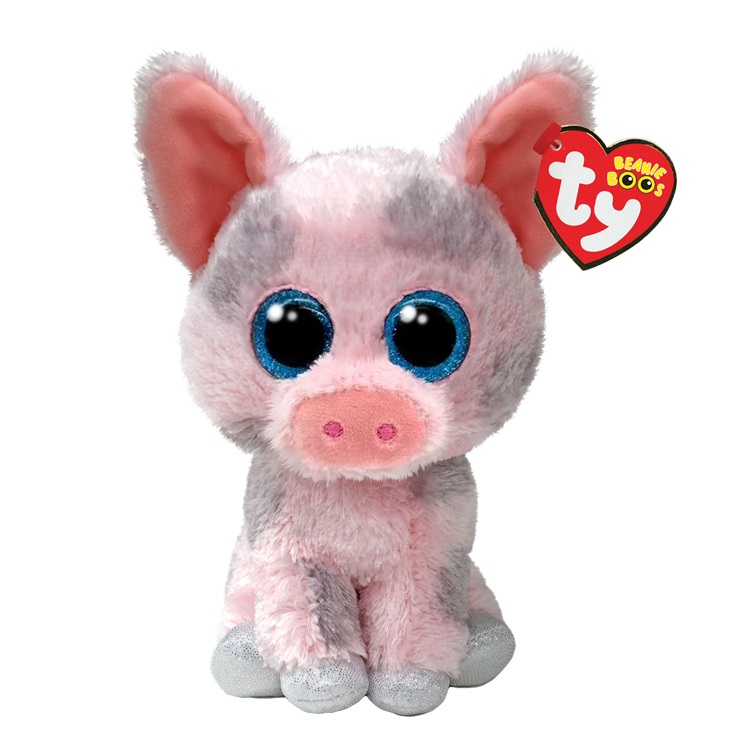 Ty Beanie Boos - Hambo il Maialino Rosa con Occhi Glitterati - Peluche Morbido di 15 cm
