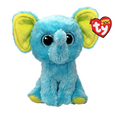 Ty Beanie Boos - Trunkles l'Elefantino Blu con Occhi Azzurri e Glitter - Peluche Morbido 15 cm