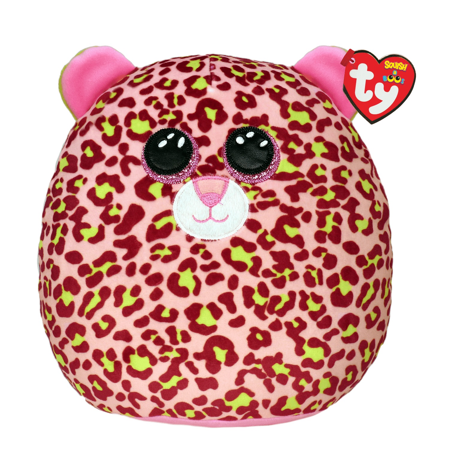 TY Squish-a-Boos Lainey - Cuscino di Peluche Leopardo Rosa 22 cm, Morbido e Ideale per Coccole