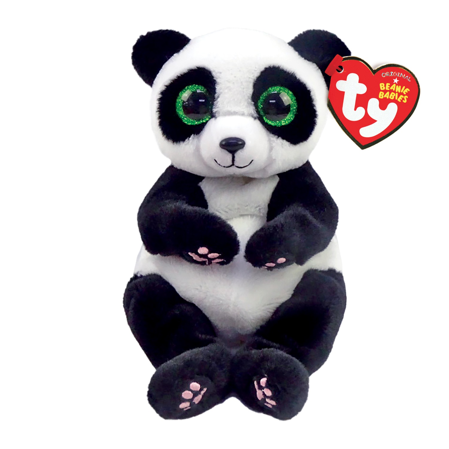 Ty Beanie Bellies Ying - Peluche Panda Bianco e Nero con Occhi Verdi Glitterati - 20 cm - Morbido e Coccoloso