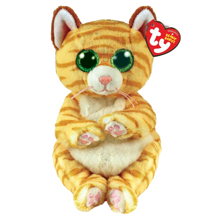 Ty Beanie Bellies Gatto Mango Arancione 20 Cm - Peluche Morbido con Occhioni Verdi Glitter