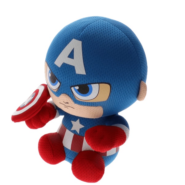 Ty Beanie Boos Peluche Captain America 20 cm - Morbido e Collezionabile con Grandi Occhi Glitterati