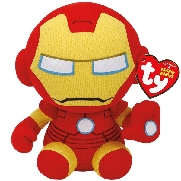 Ty Beanie Boos Marvel Iron Man Peluche Morbido da Collezionare 20 cm - Occhi Grandi Colorati e Glitterati, Idea Regalo per Tutte le Età