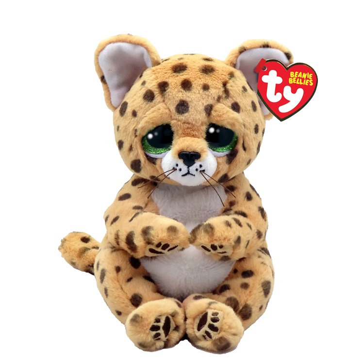 Ty Beanie Bellies Lloyd - Leopardo con Occhioni Verdi Glitter e Pancino Morbido - Peluche 20 Cm
