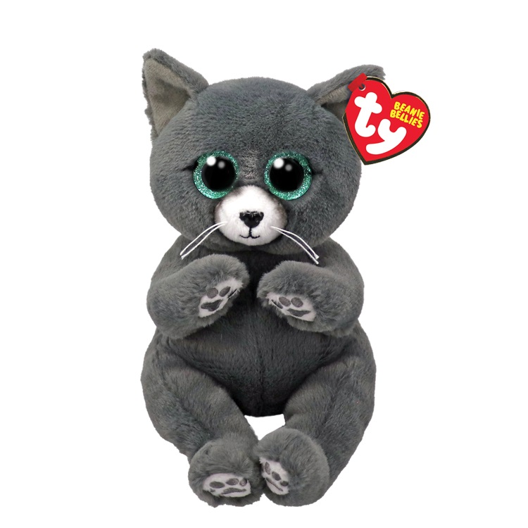 TY Beanie Bellies - Binx il Gattino Grigio con Occhioni Azzurri Glitter - Peluche Morbido 20 cm