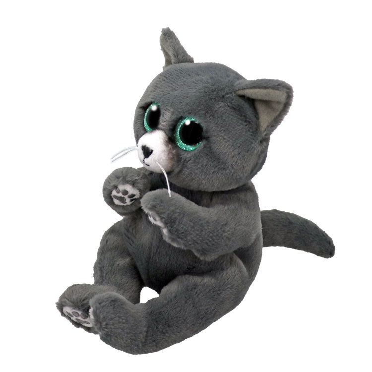 TY Beanie Bellies - Binx il Gattino Grigio con Occhioni Azzurri Glitter - Peluche Morbido 20 cm