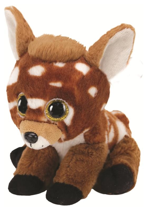 TY Beanie Babies Peluche Buckley 15 cm - Cucciolo di Cerbiatto Marrone con Occhioni Dorati Glitter