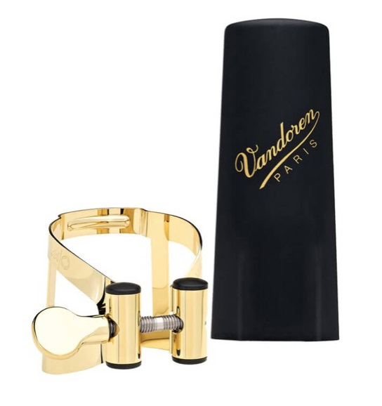 Vandoren LC57DP Legatura per Sassofono Alto Dorato con Meccanismo a Vite e Tappo in Plastica