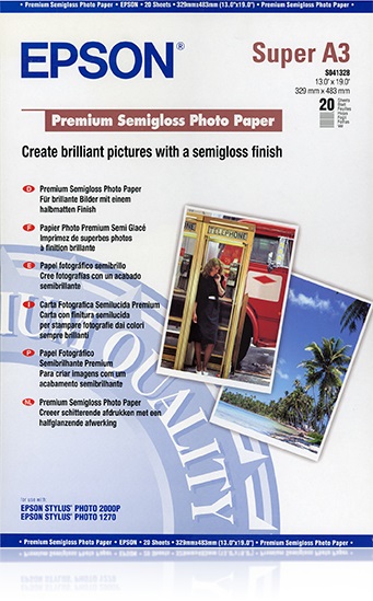 Epson Carta Fotografica Semilucida Premium A3 - 20 Fogli, 251 g/m², Bianco, Compatibile con Stylus Photo