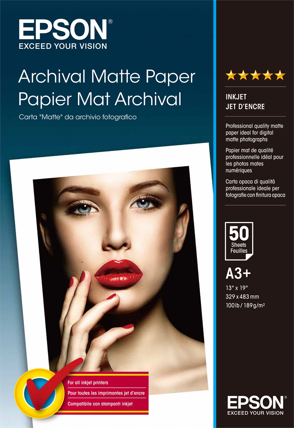 Epson Carta Matte da Archivio Fotografico A3 - 50 Fogli, Opaca, 192 g/m²