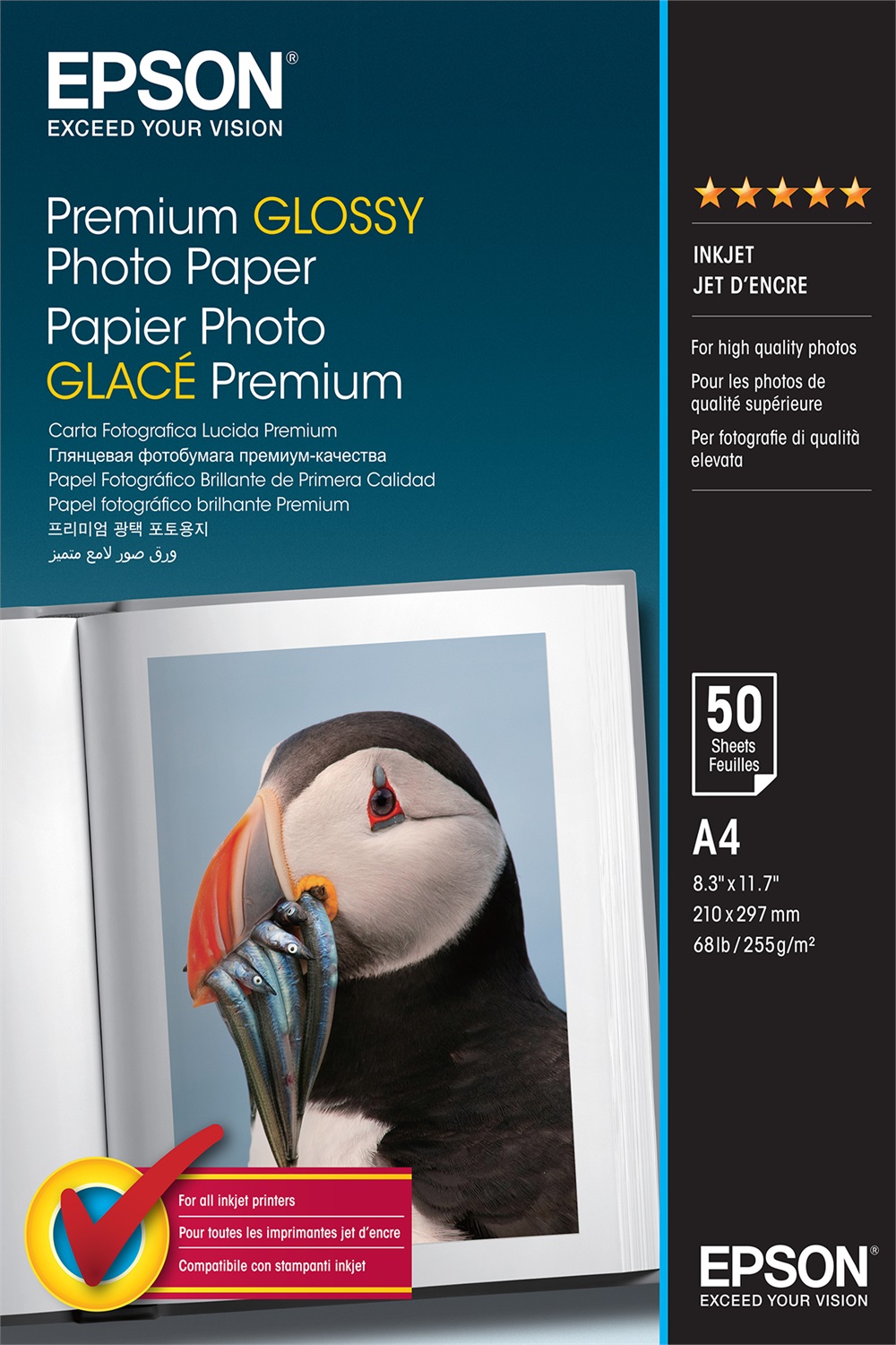 Epson Premium Glossy Photo Paper - A4 - 255 g/m² - 50 Fogli Lucidi