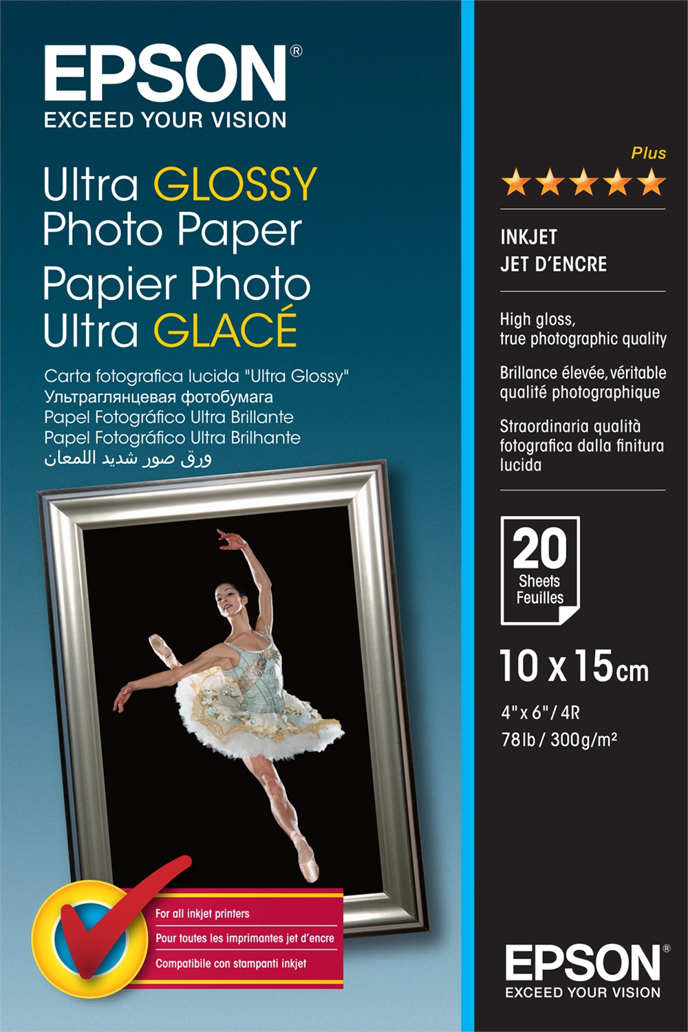 Epson Ultra Glossy Photo Paper - 10x15cm - 20 Fogli - Lucida, 300 g/m²