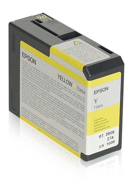 Epson Cartuccia d'Inchiostro Giallo C13T580400 T5804 - 80ml, A base di Pigmento, Compatibile con Stylus Pro 3800 e 3880