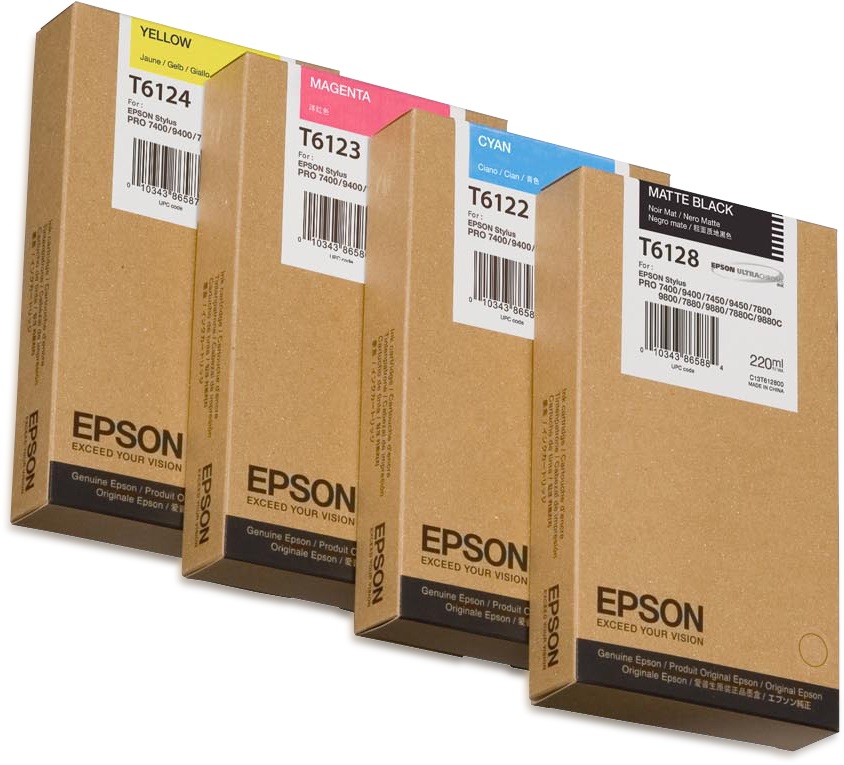 Epson Cartuccia d'Inchiostro Originale Giallo C13T612400 T6124 - 220ml, Inchiostro a base di pigmento