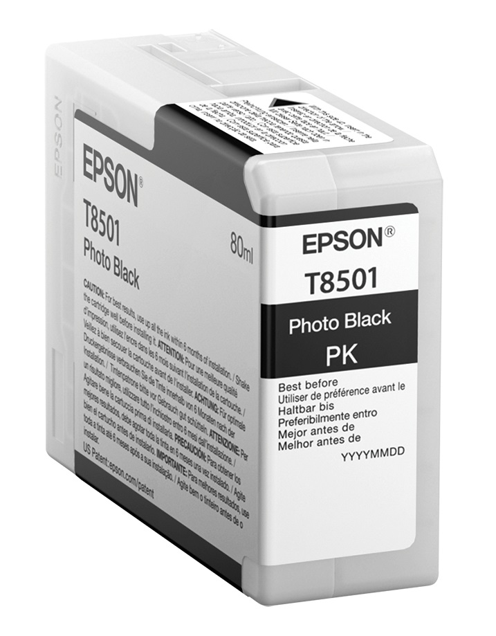 Epson T8501 Cartuccia Inkjet Nero Fotografico C13T850100 - 80ml, Inchiostro a Base di Pigmento, Compatibile con SureColor SC-P800