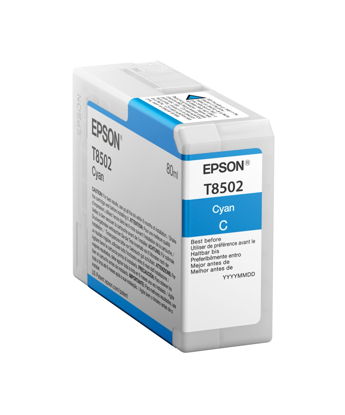 Epson Cartuccia d'Inchiostro Ciano T8502 C13T850200 - 80 ml, Originale, Compatibile con SureColor SC-P800