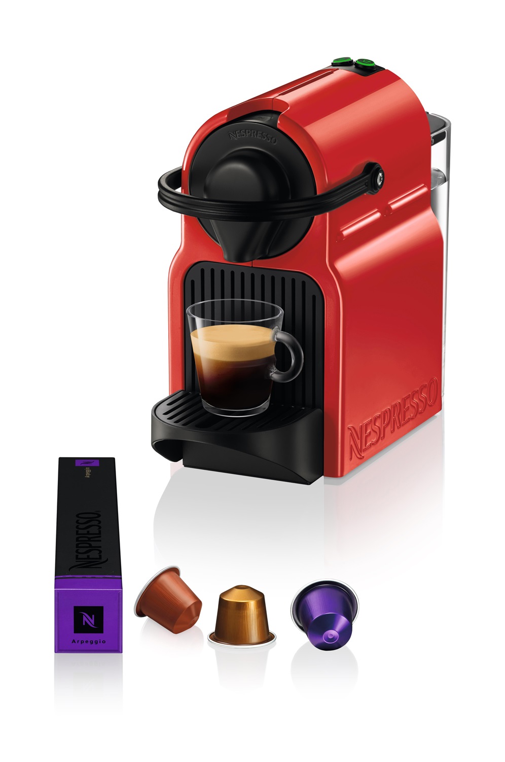 Krups Nespresso Inissia XN1005, Macchina da caffè a capsule, Serbatoio acqua 0.7L, 1260W, Rosso Ruby