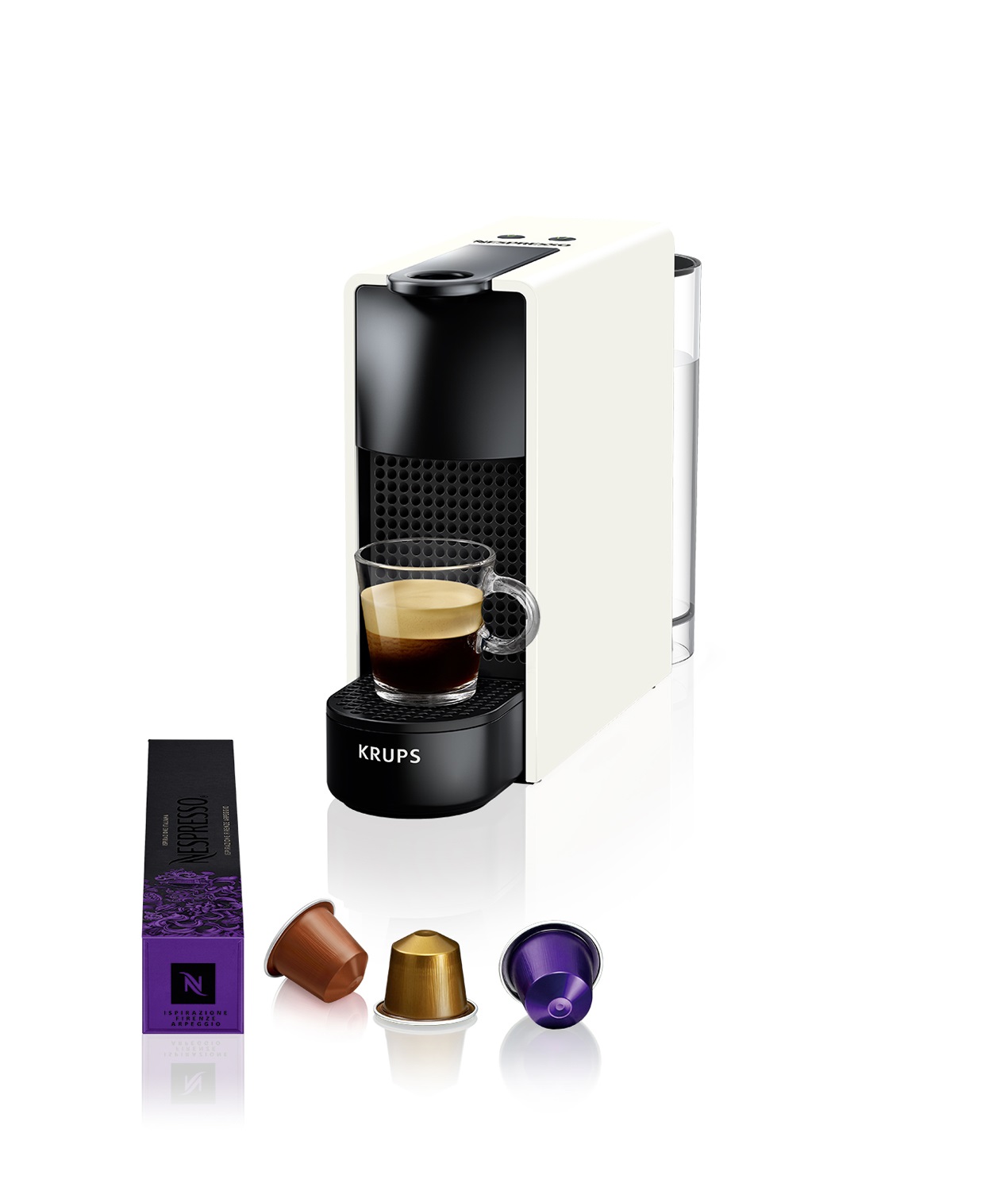 Krups Nespresso Essenza Mini XN1101 - Macchina da Caffè a Capsule, 0,6 L, 1310 W, Pressione 19 bar, Bianco