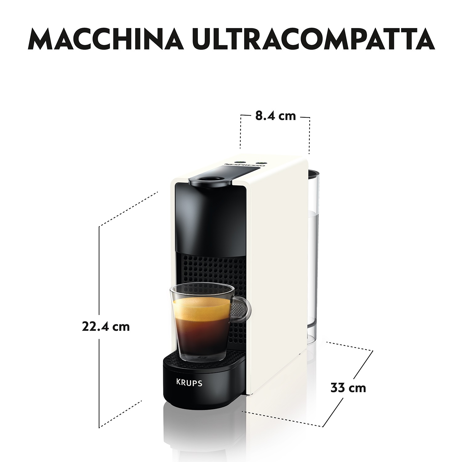 Krups Nespresso Essenza Mini XN1101 - Macchina da Caffè a Capsule, 0,6 L, 1310 W, Pressione 19 bar, Bianco