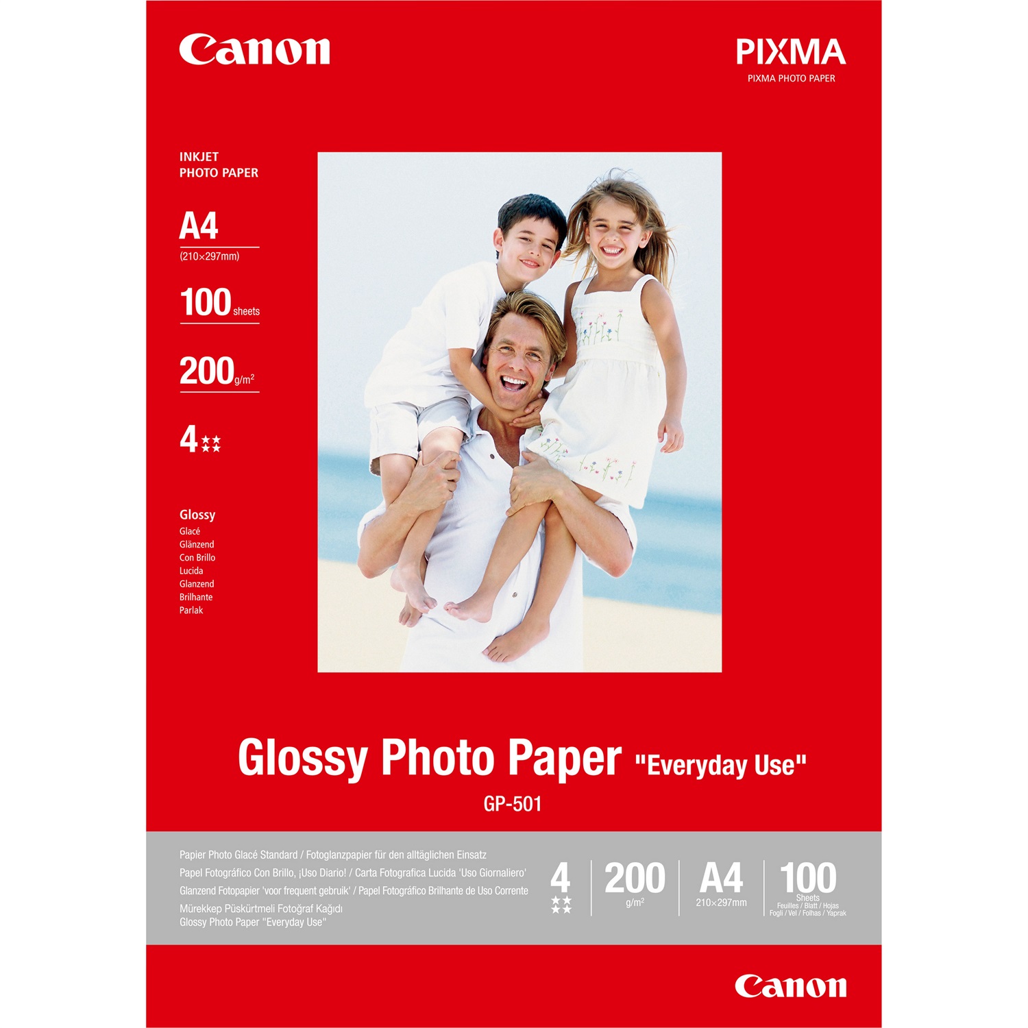 Canon Carta Fotografica Lucida GP-501 A4 - 200 g/m², 100 fogli, per stampe di alta qualità
