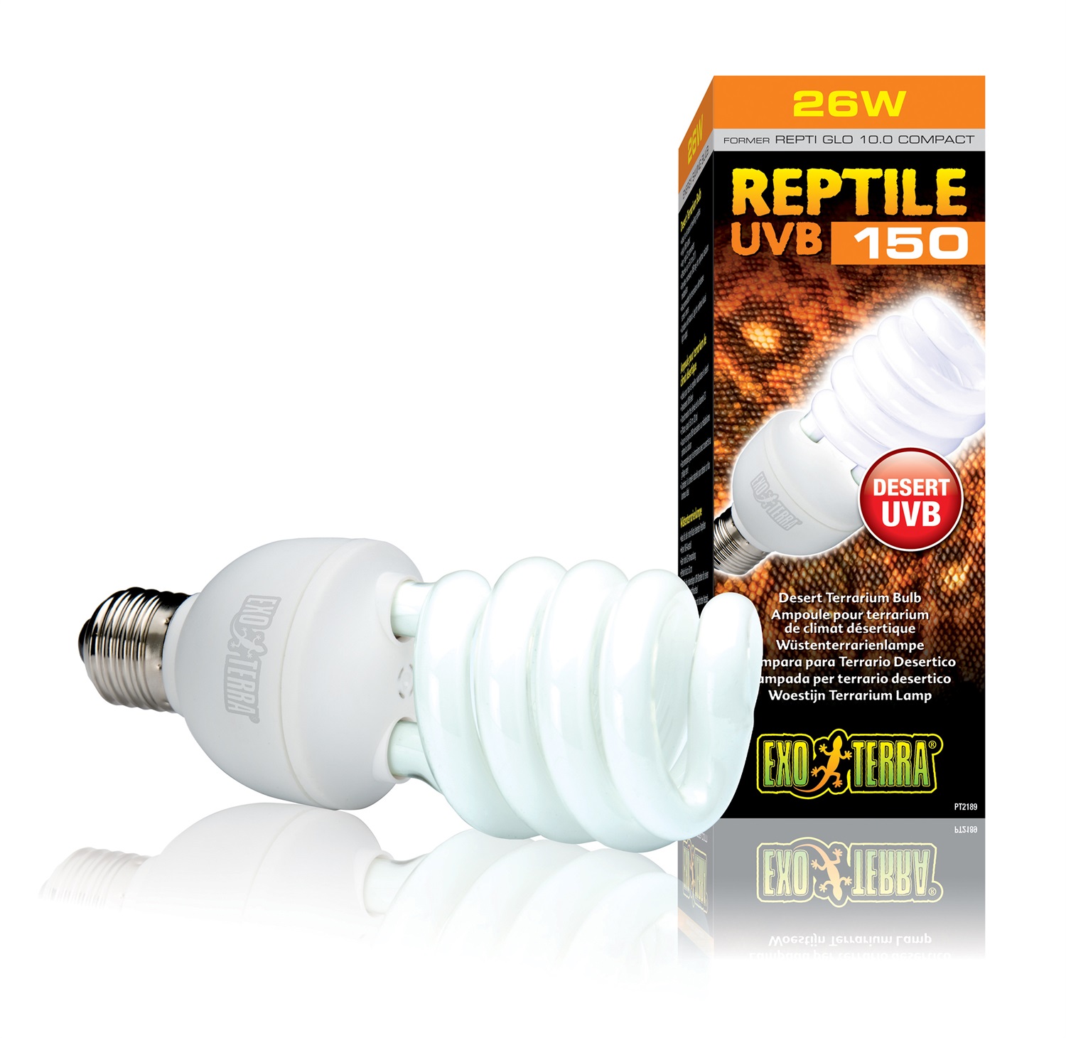Exo Terra Reptile UVB 150 PT2189 - Lampada per Terrario Desertico 25 Watt, New Spectrum! Former Repti Glo 10.0, Ideale per Rettili Desertici