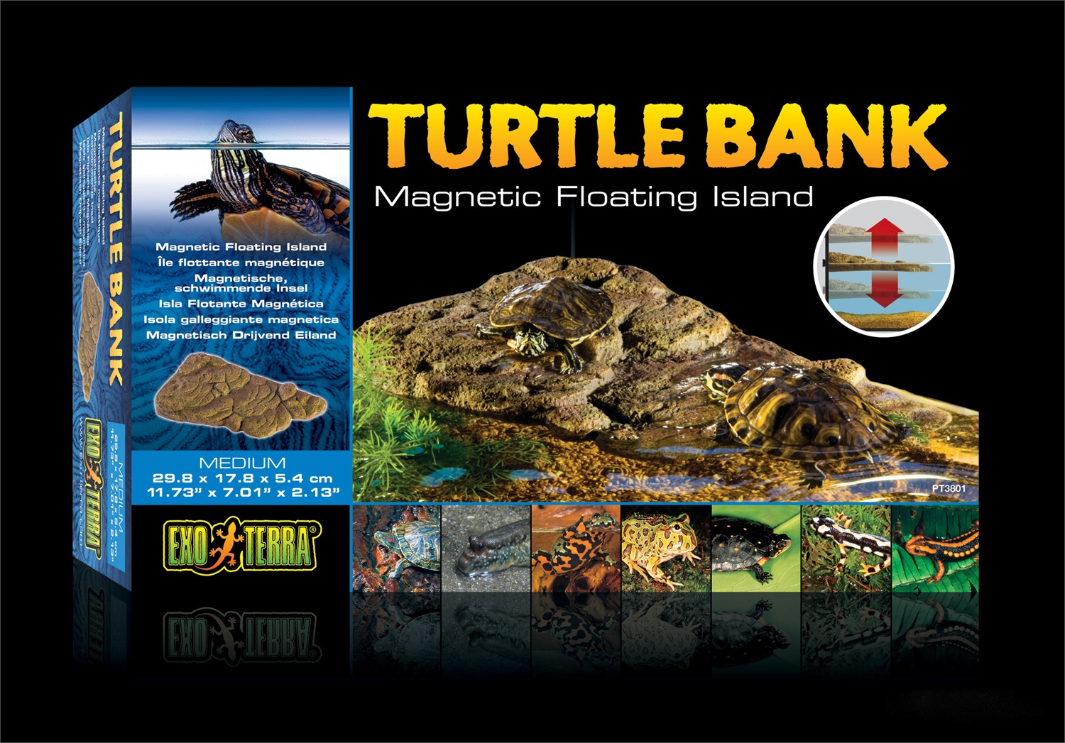 Exo Terra Turtle Bank - Isola Galleggiante Magnetica Media per Tartarughe - 29.8 x 17.8 x 5.4 cm