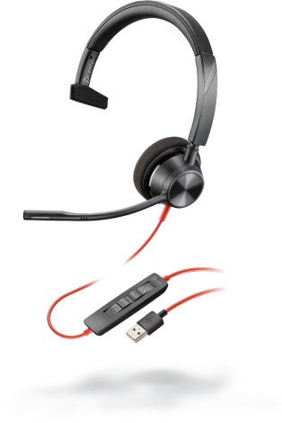 POLY Plantronics Blackwire 3310 - Cuffie Monocromatiche USB-A con Microfono Flessibile, Nero