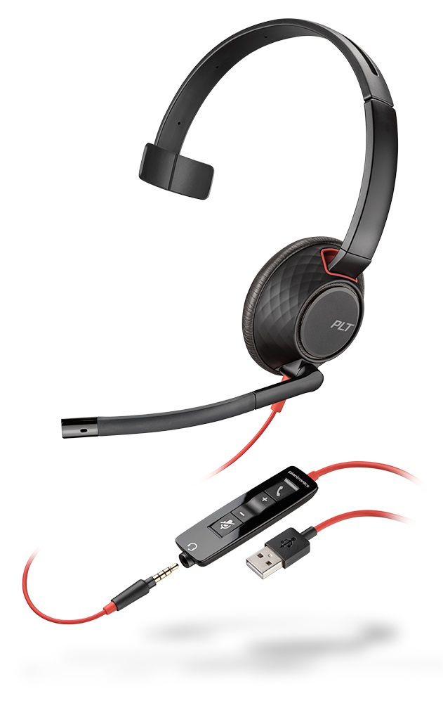 Poly Blackwire 5210 Cuffie Monaurali USB Tipo A con Cuscinetti Similpelle e Design Ergonomico per Ufficio