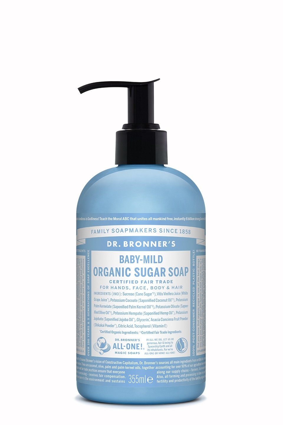 Dr. Bronner's Baby-Mild Sapone Liquido 355 ml - Gel Doccia Idratante per Bambini, Senza Profumo e Adatto a Pelli Sensibili