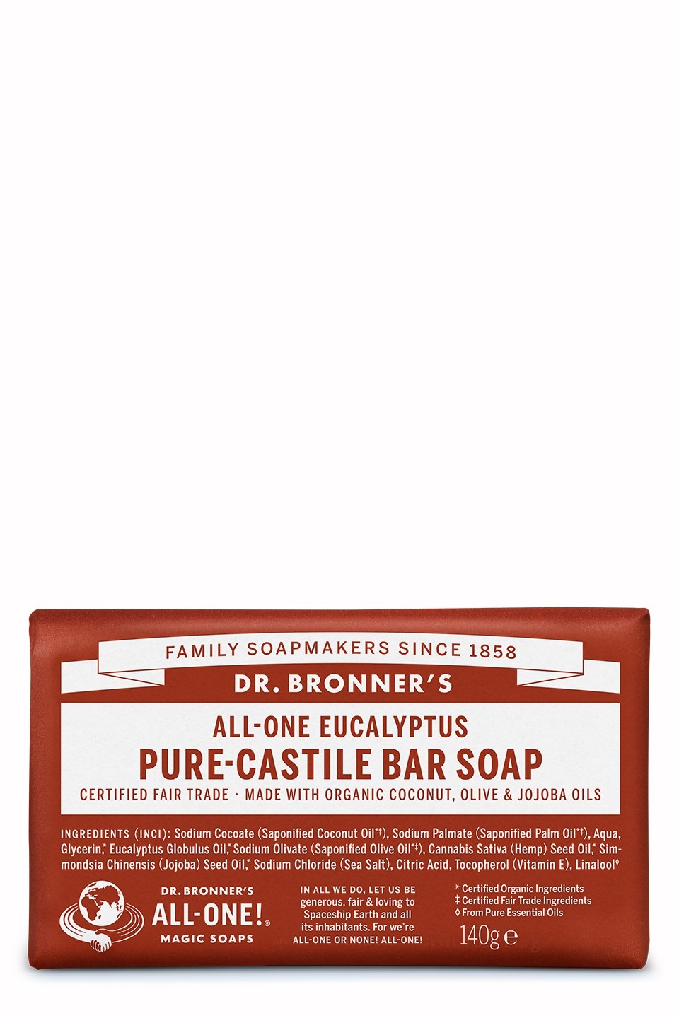 Dr. Bronner's Sapone Solido Eucalipto 140 g - Puro Sapone Naturale per un'Igiene Delicata