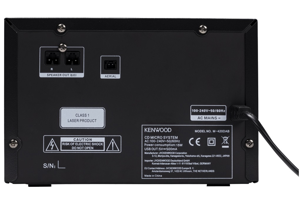 Kenwood M-420DAB Microsistema Audio Hi-Fi Compatto con Lettore CD, Bluetooth, Sintonizzatore DAB e FM, Porta USB, 14 W, Nero