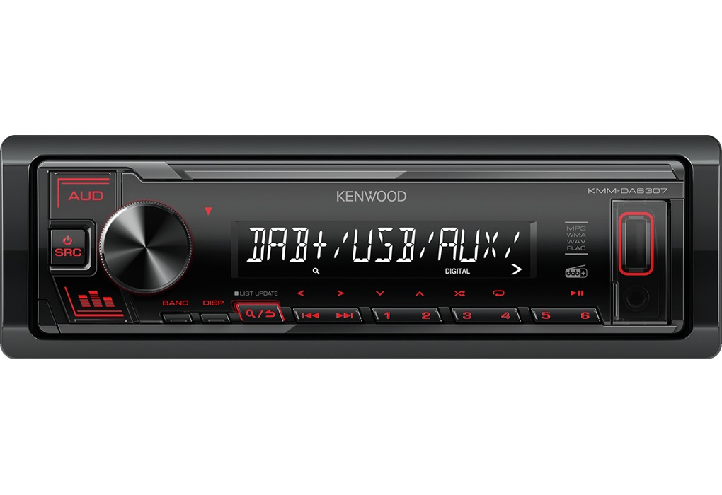 Kenwood KMM-DAB307 Ricevitore Multimediale per Auto Nero 200 W con DAB , Ingresso USB/AUX, Frontalino Estraibile
