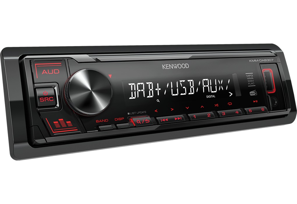 Kenwood KMM-DAB307 Ricevitore Multimediale per Auto Nero 200 W con DAB , Ingresso USB/AUX, Frontalino Estraibile