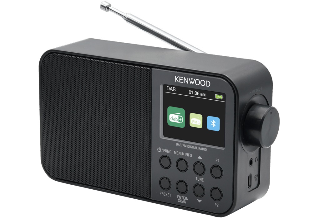 Kenwood CR-M30DAB Radio Portatile Digitale DAB e FM con Display a Colori, Batteria Ricaricabile, Bluetooth 5.0 e Funzione Sveglia - Nero