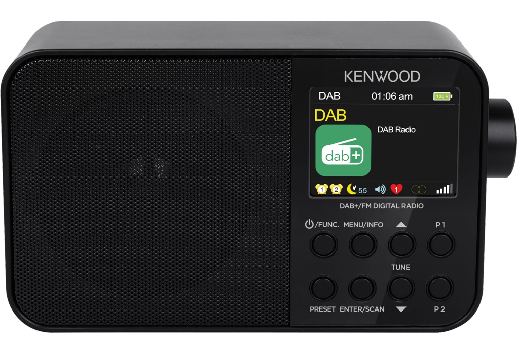 Kenwood CR-M30DAB Radio Portatile Digitale DAB e FM con Display a Colori, Batteria Ricaricabile, Bluetooth 5.0 e Funzione Sveglia - Nero