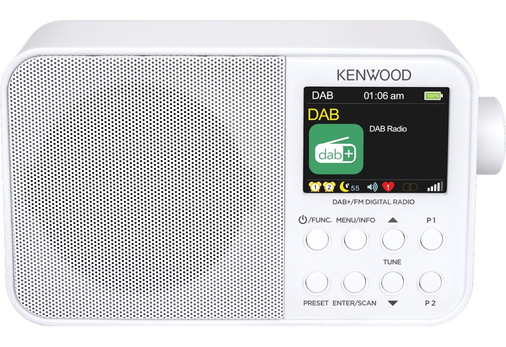 Kenwood CR-M30DAB Radio Portatile Digitale DAB e FM con Display a Colori da 6,1 cm, Batteria Ricaricabile 2000mAH, Uscita Cuffie Jack 3,5mm - Bianco