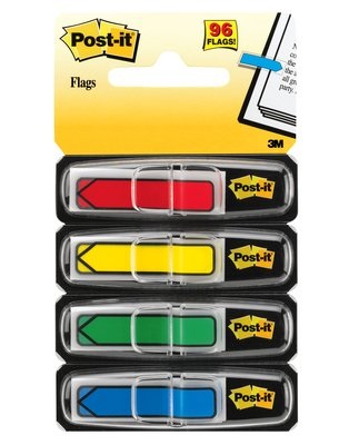 Post-it® Index Mini Freccia 684-ARR3 - Segnapagina removibili, 96 pezzi in 4 colori classici (blu, giallo, verde, rosso), formato 12x43.2 mm
