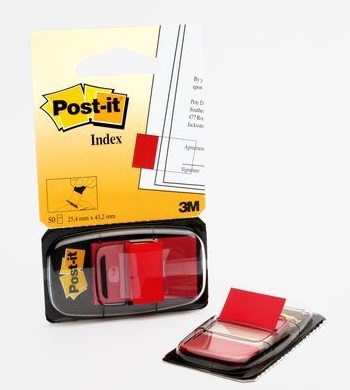 Post-it Index 680-1 Segnapagina Medium Rosso 25.4 x 43.2 mm - 50 Pezzi Autoadesivi Removibili e Scrivibili