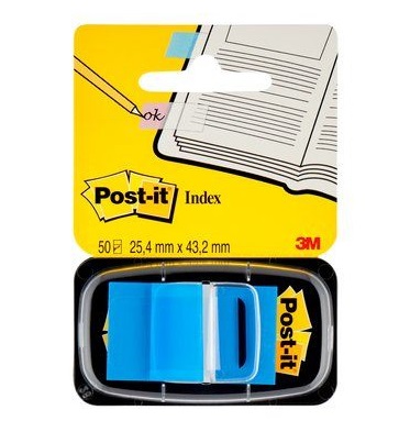 Post-it Index 680-2 Segnapagina Blu Autoadesivi Removibili e Scrivibili - 50 Pezzi - 25,4 x 43,2 mm