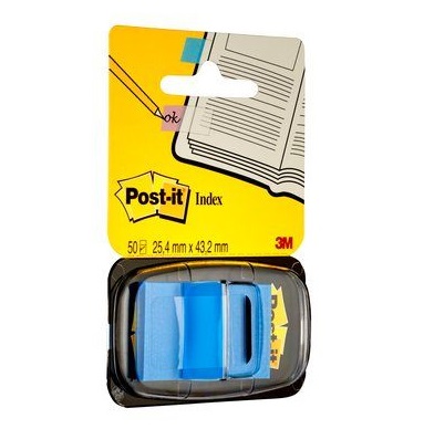Post-it Index 680-2 Segnapagina Blu Autoadesivi Removibili e Scrivibili - 50 Pezzi - 25,4 x 43,2 mm